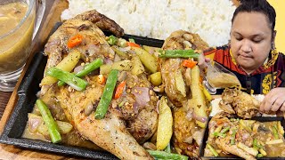 SIZZLING CHICKEN w MUSHROOM GRAVY MUKBANG [upl. by Nylegna]