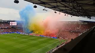 Sparta  Plzeň 265 2024 Letná  pyro Letenských na jižní tribuně 🏆🏆🟦🟨🟥 [upl. by Hartill]