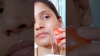 skin whitening brightening tomato facial  how to remove pigmentation dullness shorts skincare [upl. by Inge]