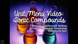 Unit Menu Ionic Compounds  Polyatomic Ions [upl. by Bruell]