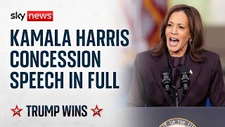 Kamala Harris delivers concession speech after 2024 US election defeat  Watch in full [upl. by Willin404]