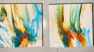 SIDE BY SIDE COMPARISON Quinacridone Nickel Azo Gold Alternative fluidart acrylicpouring [upl. by Hadeehuat]