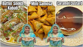 Ramzan Iftari  Aslam Ka Butter Chicken Seekh Kabab  Street Style Mini Samosa  Caramel Custard [upl. by Devlen]