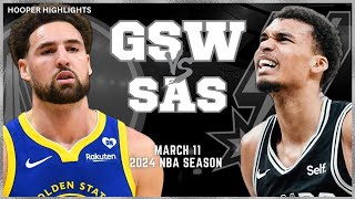 Golden State Warriors vs San Antonio Spurs Full Game Highlights  Mar 11  2024 NBA Season [upl. by Zipah477]