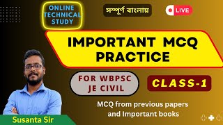 Important MCQ practice  WBPSC JE Civil  Class1 [upl. by Kauffman]