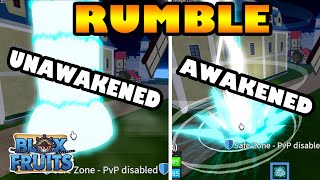 Rumble Fruit Unawakened VS Awakened  Blox Fruits [upl. by Rubinstein315]