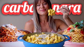 The Best Pasta Carbonara 3 Ways  MUKBANG  Recipes [upl. by Lissner]