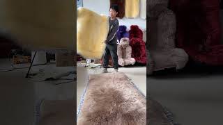 Pure wool bed blanket carpet sheep skin and fur single [upl. by Violette]