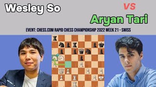 Wesley So vs Aryan Tari  Chesscom Rapid Chess Championship 2022  Giuoco Piano Game [upl. by Akciret]