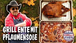 Ente mit Pflaumensoße  knusprige Ente vom Grill mit fruchtig süßsaurer Soße  Grill Five0 🤠 [upl. by Eleirbag]