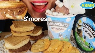 Curie ASMR chocolate marshmallow smores cookie ice cream Mukbang bites only [upl. by Opiuuk]