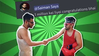 Saiman Says 1 Million Congratulations FtCarryMinati DankRishu HiSaimanSays [upl. by Galliett953]