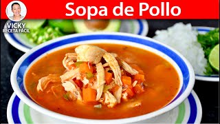 SOPA DE POLLO  Vicky Receta Facil [upl. by Halley]