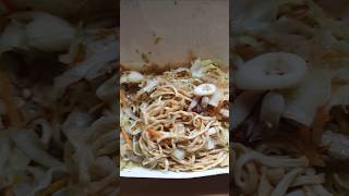 Stirfried pasta with seafood shrimp scallops shredded pork and vegetables delicious [upl. by Inna]