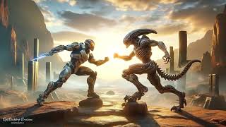 Halo Vs Alien Warriors Beyond Worlds Alien halo 2024 digitalart epic fantasy gaming movie [upl. by Keil]