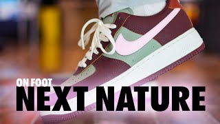 ON FOOT Nike Air Force 1 Next Nature Burgundy Crush Dark Stucco Schopes 4K HQ4047 600 [upl. by Phio]