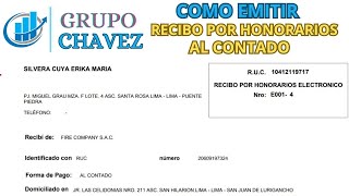 COMO EMITIR RECIBO POR HONORARIOS ELECTRONICOS AL CONTADO  SUNAT [upl. by Bander]