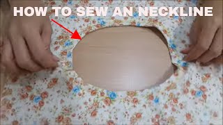 How to Sew an Easy Basic Neckline with Portable Sewing Machine [upl. by Keene]