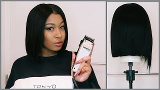 DIY Blunt Cut Bob Wig  Bleach Knots Cut amp Style [upl. by Sandro]