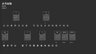 Eason Chen 陈奕迅  岁月如歌 吉他谱 歌词 Guitar Tab Chords [upl. by Strander]