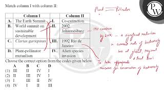 Match column I with column II \begintabularllll \hline amp \multicolumn1c Column [upl. by Rochella]