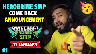 HEROBRINE SMP COME BACK ANNOUNCEMENT 12 JANUARY  TECHNO GAMERZ HEROBRINE SMP COME BACK  SMP DAY 1 [upl. by Barde]