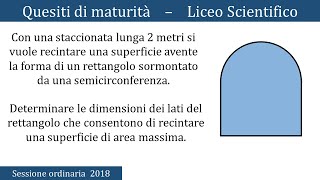 Maturità 2018  Problema di ottimizzazione geometria piana  QUESITO 5 [upl. by Yeo]