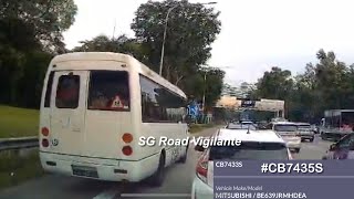 7Nov2024 CB7433S mitsubishi bus cutting over double white line driving on expressway road shoulde [upl. by Alban]