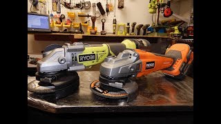 Ryobi VS Ridgid Brushless Angle Grinder Show Down [upl. by Sherlock118]