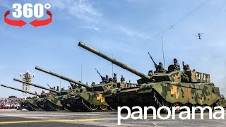 360° panorama video China’s star tanks on display in VDay parade [upl. by Analim72]