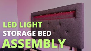 Rolanstar Bed Frame with Charging Station and LED Lights Assembly  Orren Ellis Storage Bed with LED [upl. by Nerty689]