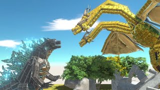 King Ghidorah vs Godzilla and Kaiju in ARBS Animal Revolt Battle Simulator [upl. by Armalda372]