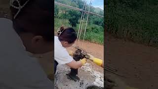 Imitation rattan cement fence making process [upl. by Lahcym]