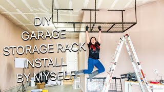 OVERHEAD STORAGE RACK DIY  FLEXIMOUNT RACK INSTALL AND REVIEW [upl. by Gilly]