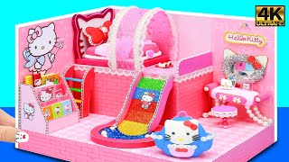 How To Make Hello Kitty House with Pink Bedroom Kitchen from Cardboard Clay ❤️ DIY Miniature House [upl. by Ozner588]