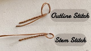 Outline Stitch amp Stem Stitch  Stitching Tutorial and Differences [upl. by Rahmann]