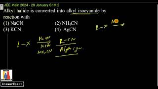 Alkyl halide is converted into alkyl isocyanide by reaction with [upl. by Eob]