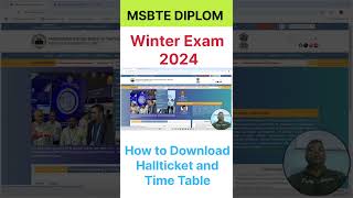 MSBTE Diploma Winter Exam 2024  MSBTE Exam Time Table amp Hall ticket [upl. by Kaete]