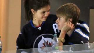 Justin Bieber and Selena Gomez in Winnipeg Hockey Game [upl. by Wernsman]