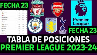 TABLA DE POSICIONES DE LA PREMIER LEAGUE  TABLA DE LA PREMIER LEAGUE INGLESA 2024 FECHA 23 HOY [upl. by Elletsyrc]