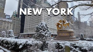 New York Winter Snow Walk 4K Central Park [upl. by Marcellina]