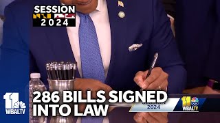 Maryland Gov Wes Moore signs 286 bills into law [upl. by Nylodnewg]