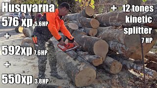 HUSQVARNA 576XP  592XP  550XP  12 tones Kinetic Fire wood log splitter ARTMASH [upl. by Hobie]