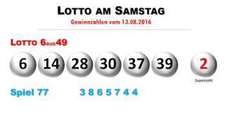 Lottozahlen Lotto Ziehung aktuell Samstag 1382016 [upl. by Euqenimod682]