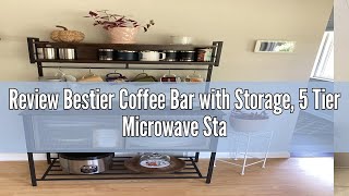 Review Bestier Coffee Bar with Storage 5 Tier Microwave Stand with LED Lights Kitchen Bakers Rack [upl. by Naryk]