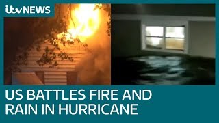 US battling fire and rain after catastrophic Hurricane Florence flooding ITV News [upl. by Madriene255]