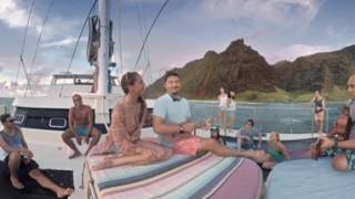 Catamaran Jam Session off the Coast of Kauai  360 Video LetHawaiiHappen with Kepa Kruse [upl. by Ilarin]