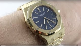 Audemars Piguet Royal Oak quotJumboquot YELLOW GOLD ExtraThin 15202BAOO1240BA01 Luxury Watch Review [upl. by Otilesoj]