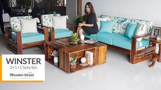 Winster Wooden Sofa Set  Latest Wooden Sofa Set Design  Wooden Street [upl. by Cathy]