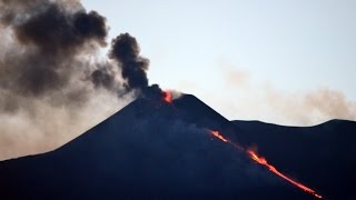 Mount Etna Eruption Spectacular footage at twilight [upl. by Rubliw]